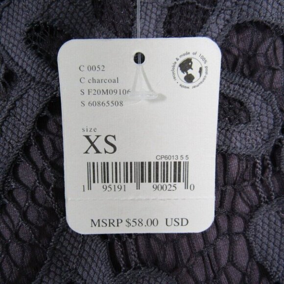 Free People FP One Adella Lace Shorts Size XS Charcoal Gray Elastic Waist New - Picture 6 of 8